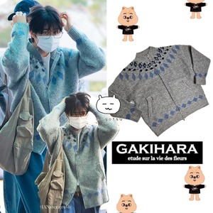 ★Stray Kids ハン 着用！！【GAKIHARA】Hinata nordic saga heavy knit zipup (gray)