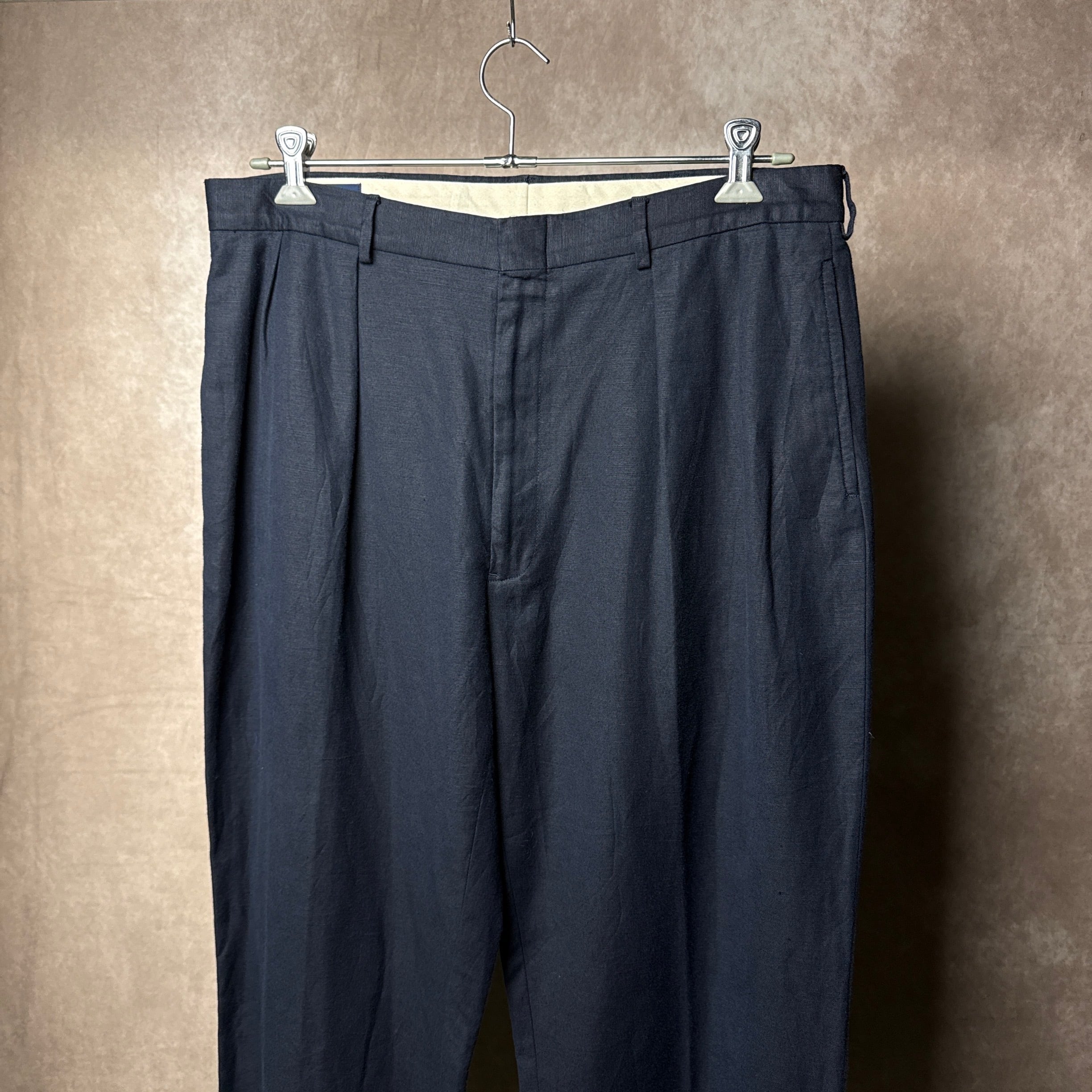 90's~00's Polo by Ralph Lauren Linen×Cotton Slacks IN TUCK DARK