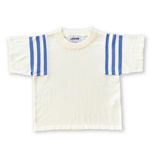 Grown KNITTED STRIPE SLEEVE KNITTED TEE【80-125cm】Milk