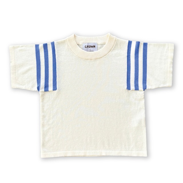 Grown KNITTED STRIPE SLEEVE KNITTED TEE【80-125cm】Milk