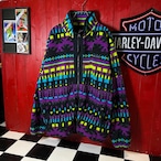 Columbia / 総柄フリースジャケット / ネイティブ柄 / フルジップ / XL