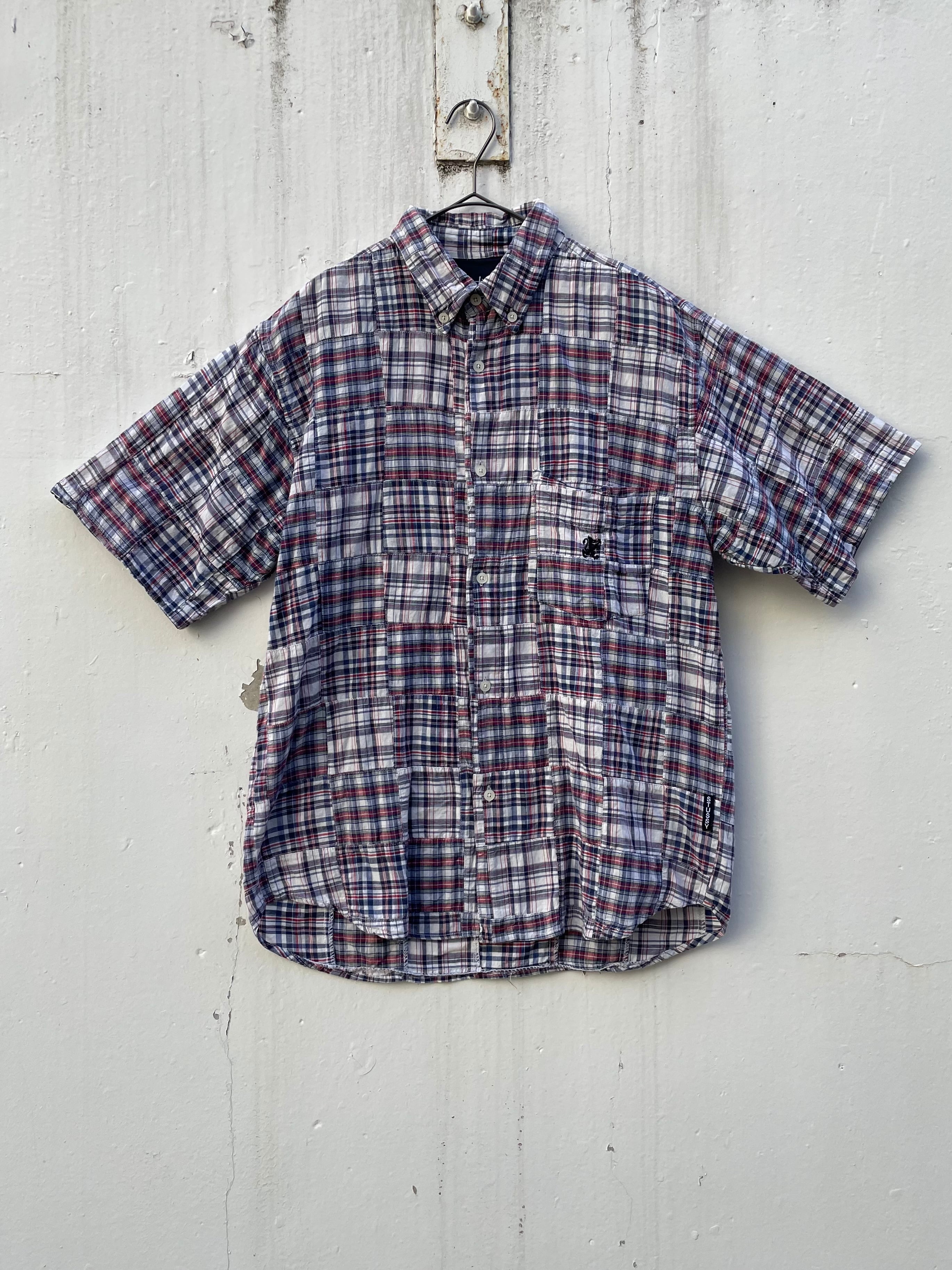 (SH404)Old STUSSY patch work shirt
