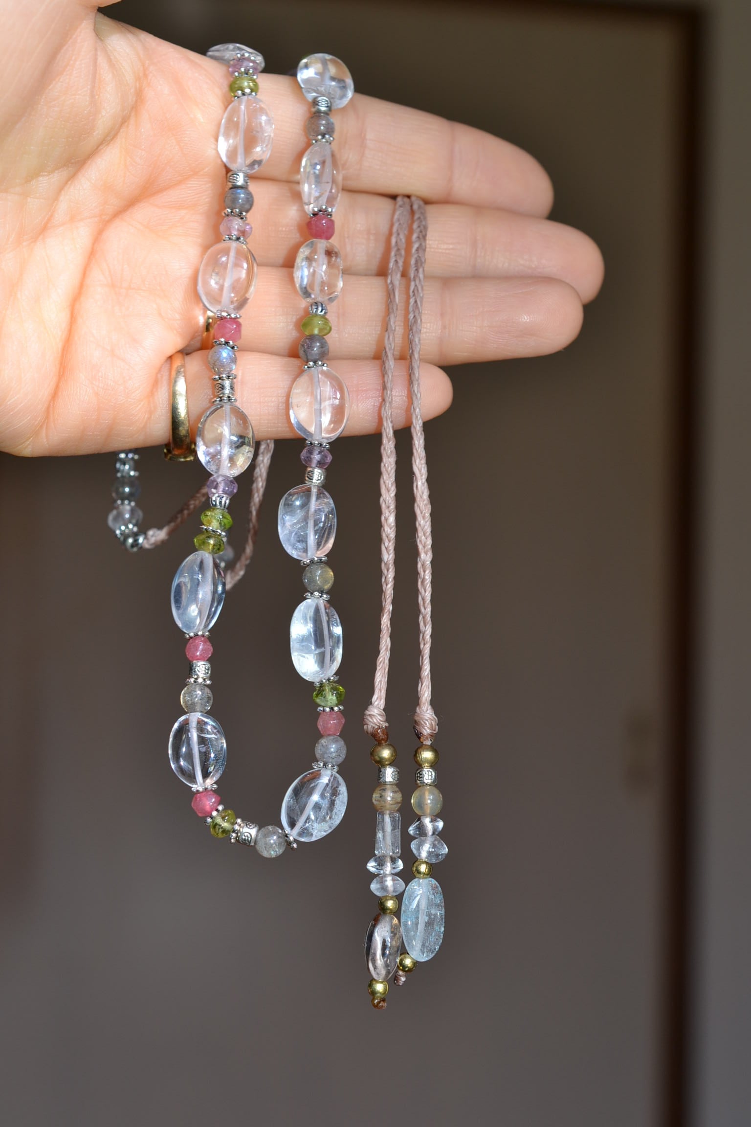 驚異の透明感★クリアクォーツビーズ ロングネックレス