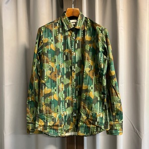 "未使用品" GLANSHIRT  COTTON 総柄  SHIRT《38,39,40,41》GREEN
