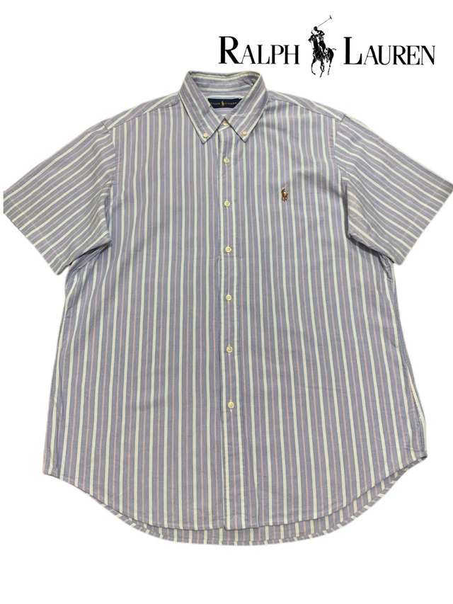 Ralph Lauren ラルフローレン　POLO ストライプ　半袖シャツ　BDシャツ　ボタンダウンシャツ　シャツ　ラルフシャツ　　商品番号　3