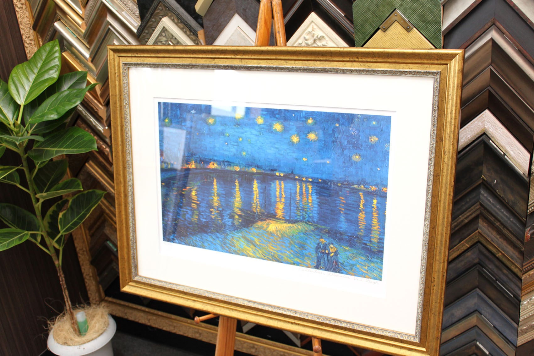 ゴッホ 絵画「ローヌ川の星月夜」額縁4色選択可能 作品証明書 展示用