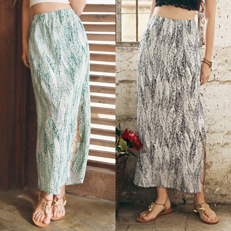 ボヘミアン スリット ロング スカート