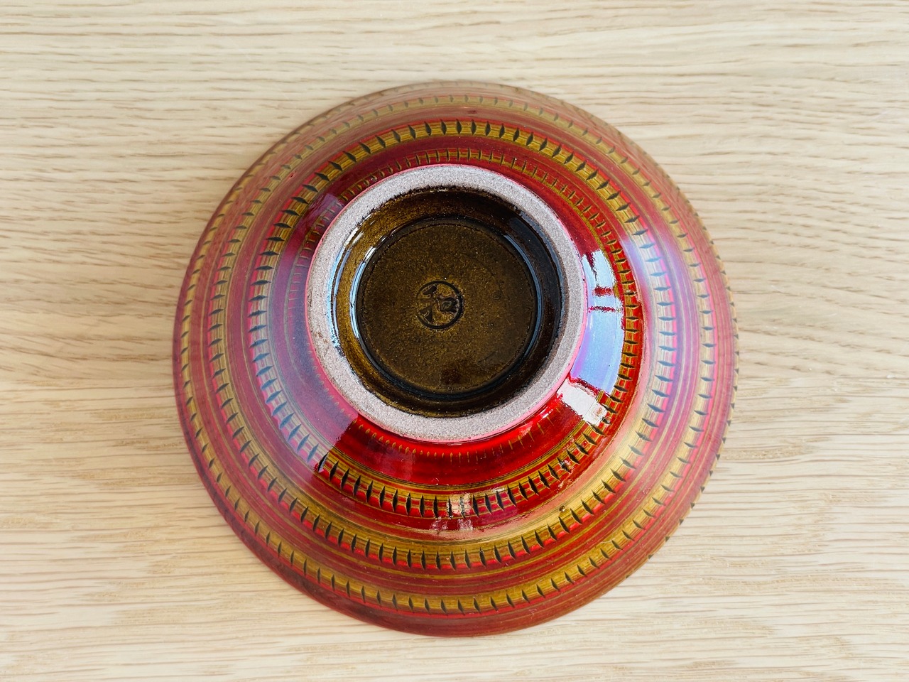 マルワ窯　お茶碗 （中）　紅彩　②　[3-365]