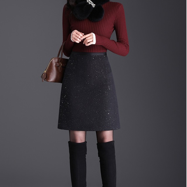 膝丈 ツイードAラインスカート　 2col 　00016