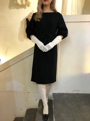 Vintage 60’s ballon sleeve knit top wool black dress