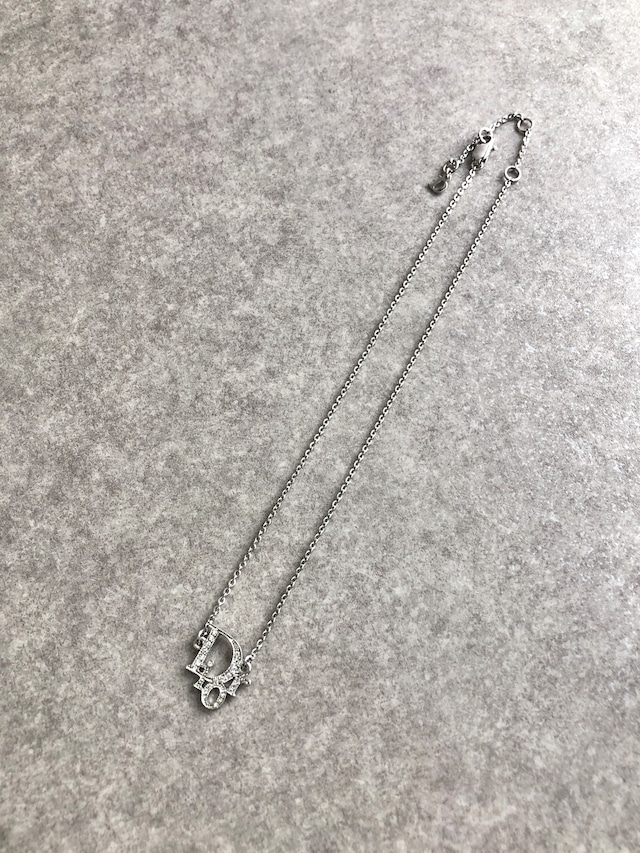 Christian Dior クリスチャン ディオール ネックレス シルバー DIORロゴ ラインストーン vintage ヴィンテージ オールド zemmc7