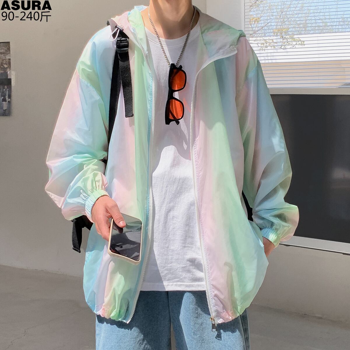 ジャケット ルーズフード薄手スプリングサマー 大きめサイズ 春物 夏物 ASURAプラスサイズメンズ19676201654