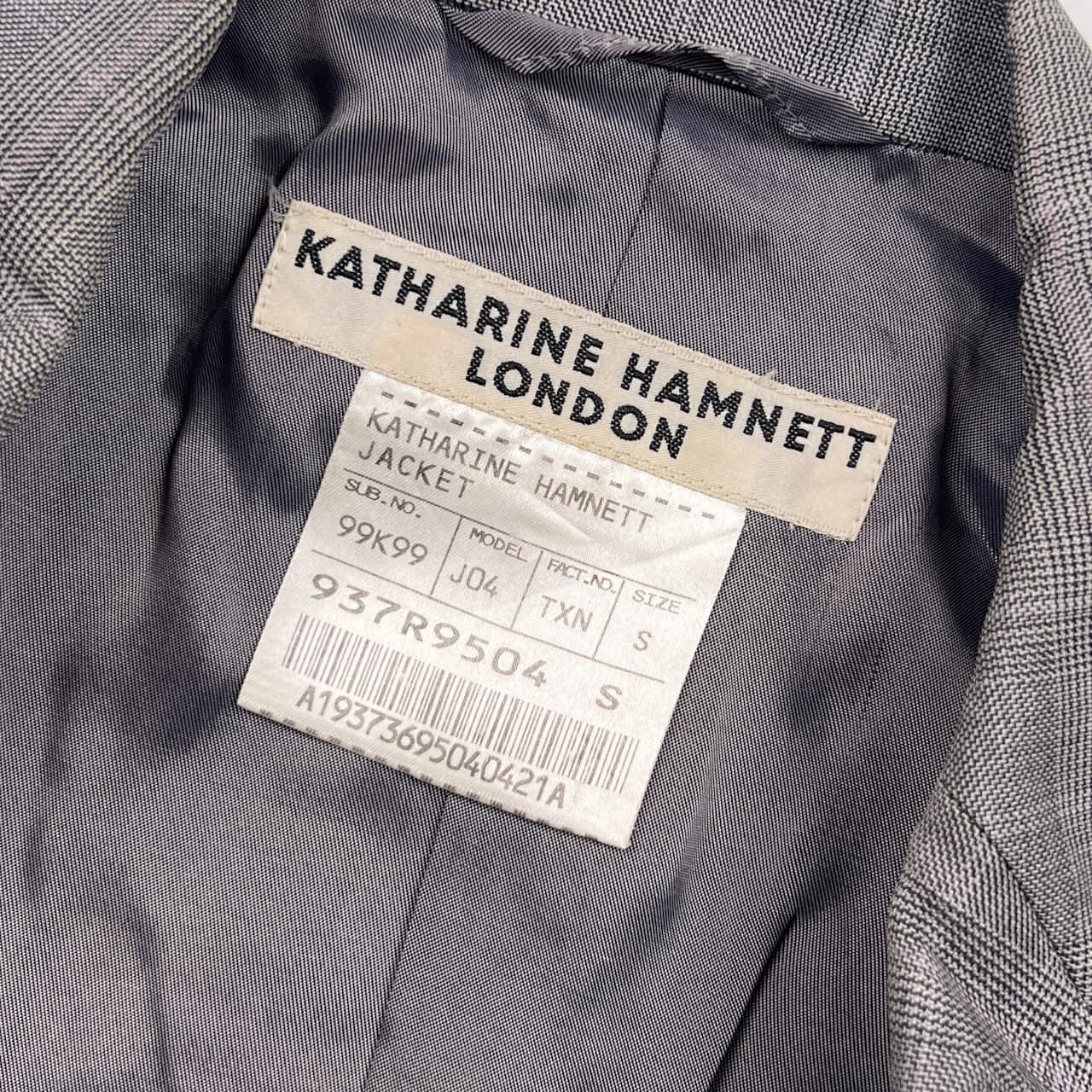 KATHARINE HAMNETT LONDON キャサリン・ハムネット・ロンドン チェック シングル テーラードジャケット S/グレー メンズ