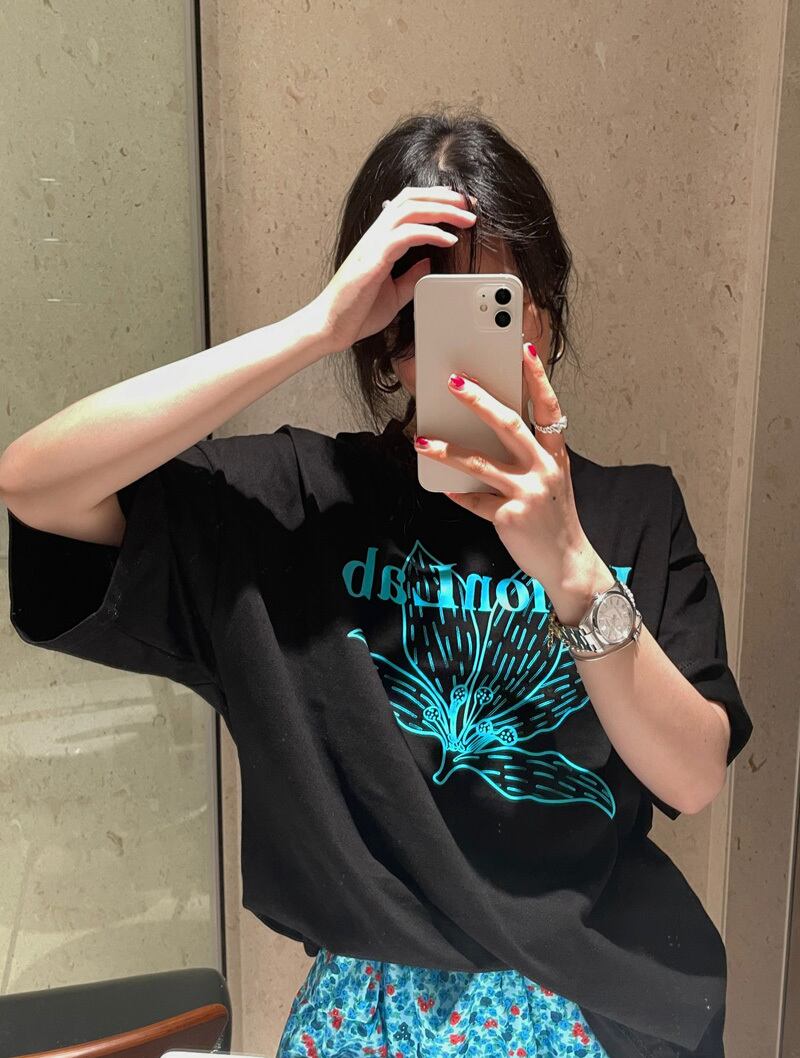 Tシャツ スタイルルーズブラックトップス サマー 夏物 ブラックストロベリース9325480017