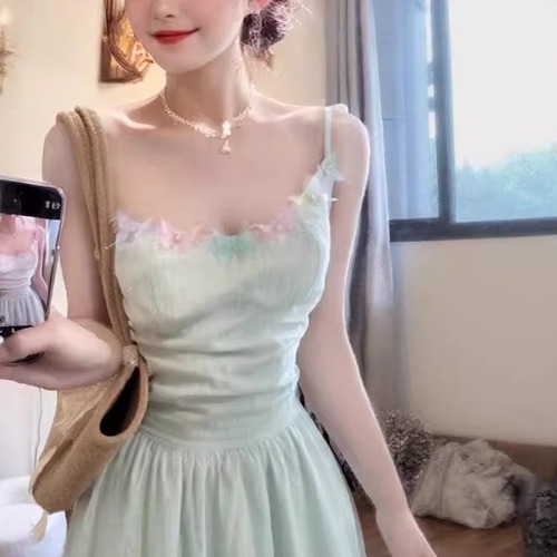 オープンバックロングキャミワンピ ・70729