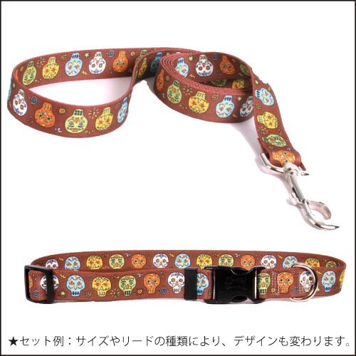 Candy Skulls　首輪＋リードセット MLサイズ - Yellow Dog Design