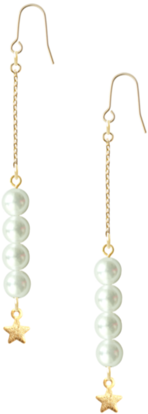 ピアス/No128 パールチェーン ホワイト ゴールド スター シンプルピアス