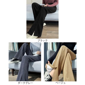 コーデュロイ フレアパンツ レディース 秋冬 韓国 裏起毛 防寒 保温 暖かい おしゃれ きれいめ 大人 カジュアル ウエストゴム フロントスリット ハイウエスト 大人可愛い 大人女子