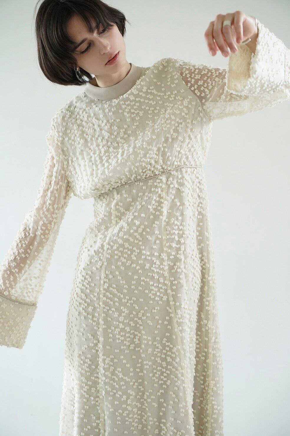 CLANE】SNOW DOT JACQUARD ONEPIECE 15112-5112 | インターナショナル