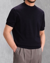 【高密絹編】シルク混ニットTシャツ