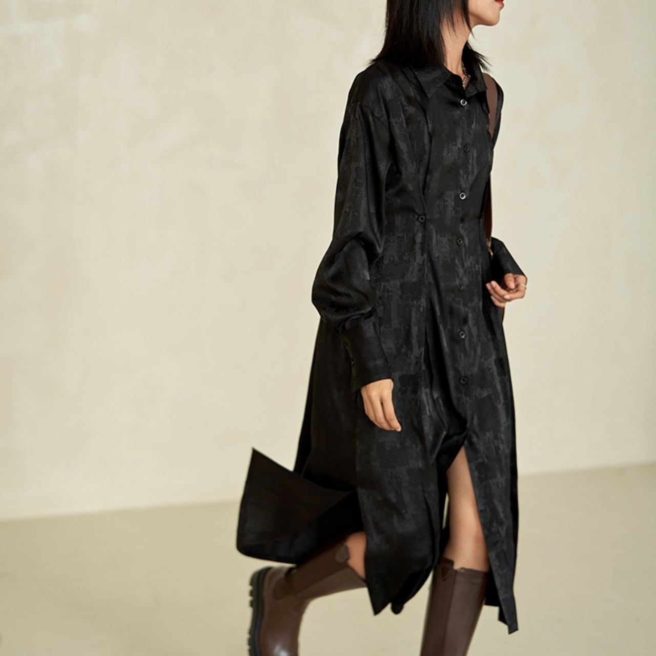 Side Slit Midi-length Shirt 00898