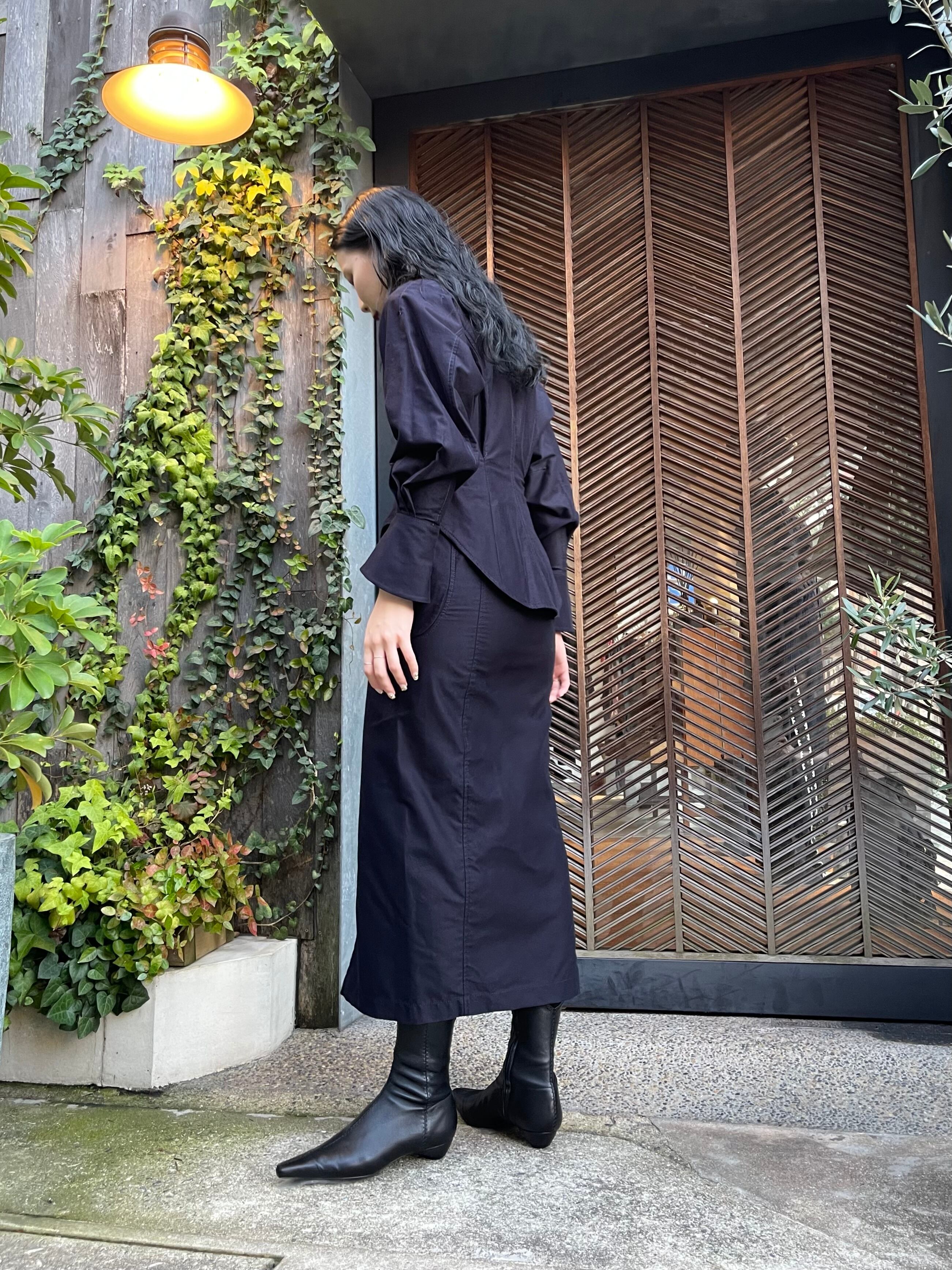 Mame Kurogouchi マメクロゴウチ / Brushed Cotton Peplum Dress  