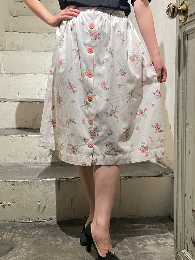 50's pink flower print skirt