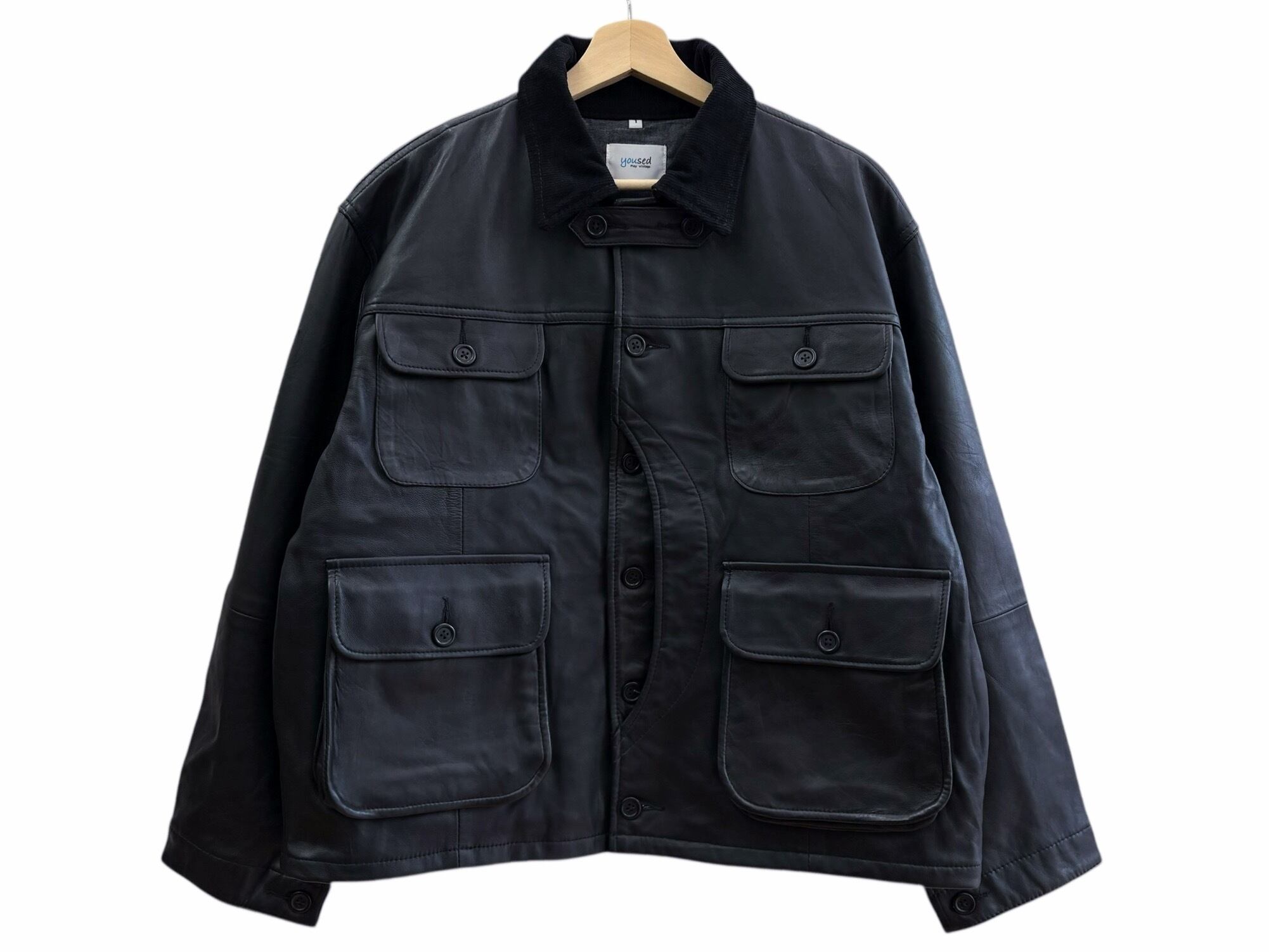 【未使用】ブラックレザー フィッシングジャケット yoused】Leather Fishing Jacket | 101 clothing store