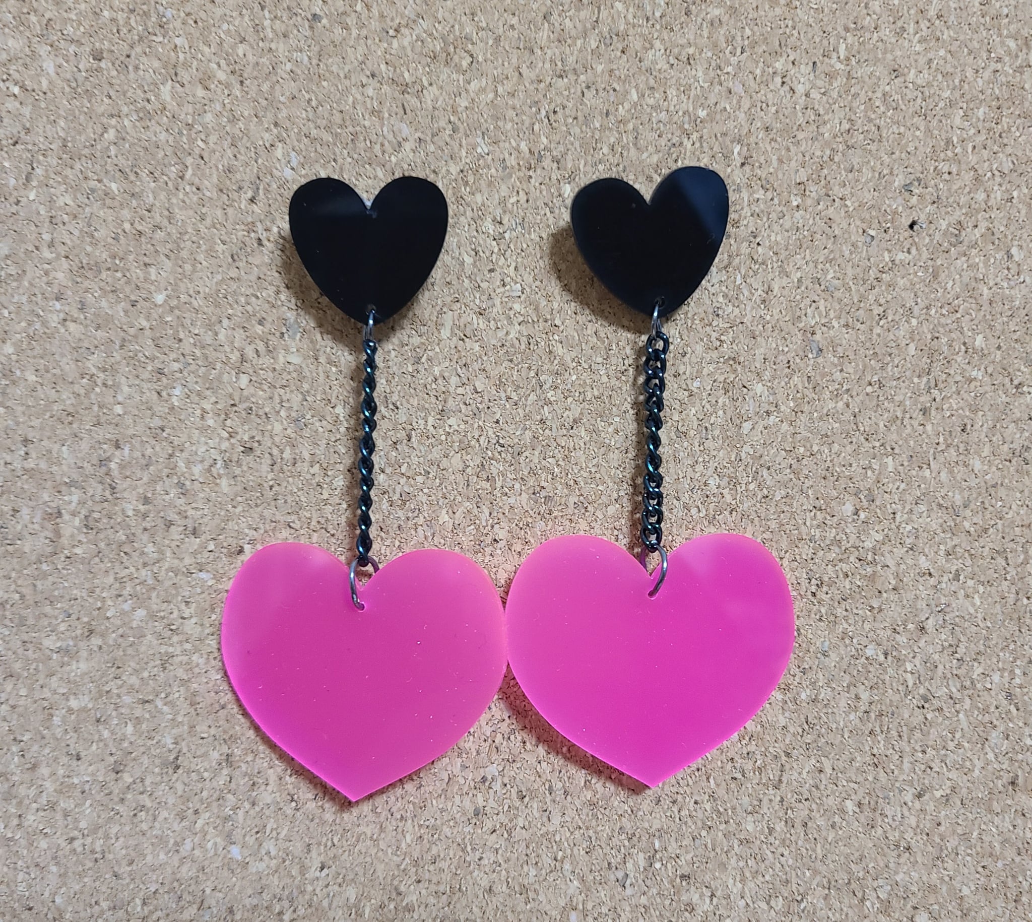 ハートXハート ダブルハートドロップピアス イヤリング ハート柄