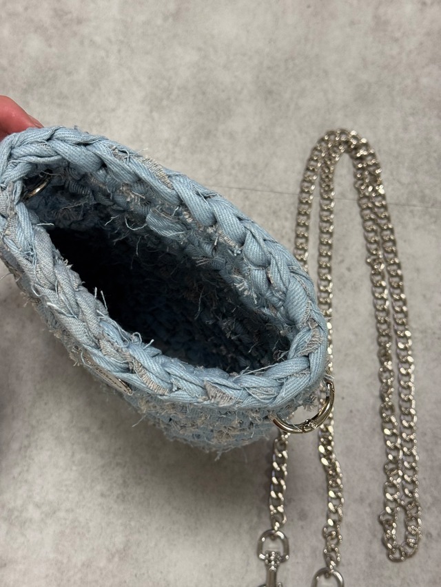 《1点もの》denim  phone holder / sky blue