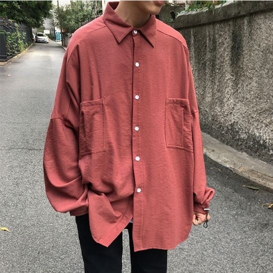 全3色 シャツ ワイシャツ シンプル メンズ オーバーサイズ 韓国