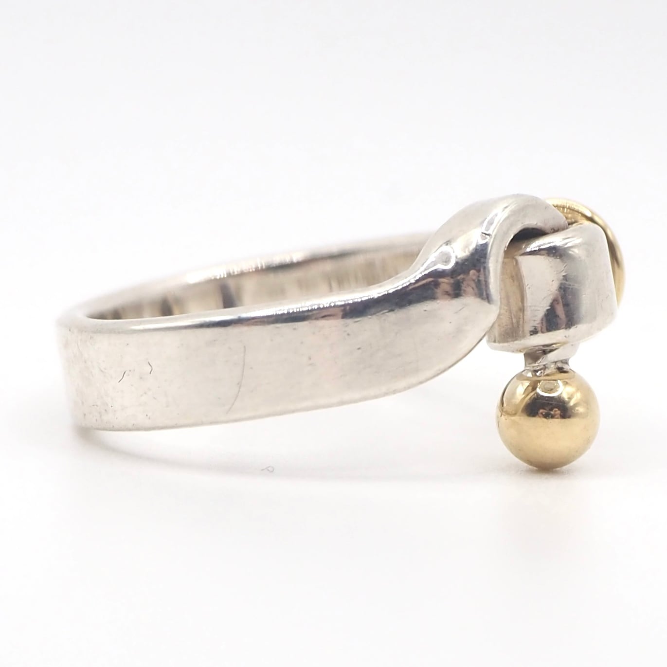 Tiffany&Co. 約9号 フック&アイ コンビ リング シルバー925 K18