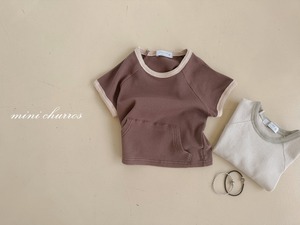 【churros】ワッフルポケットTシャツ 80〜120cm ベージュ 230515