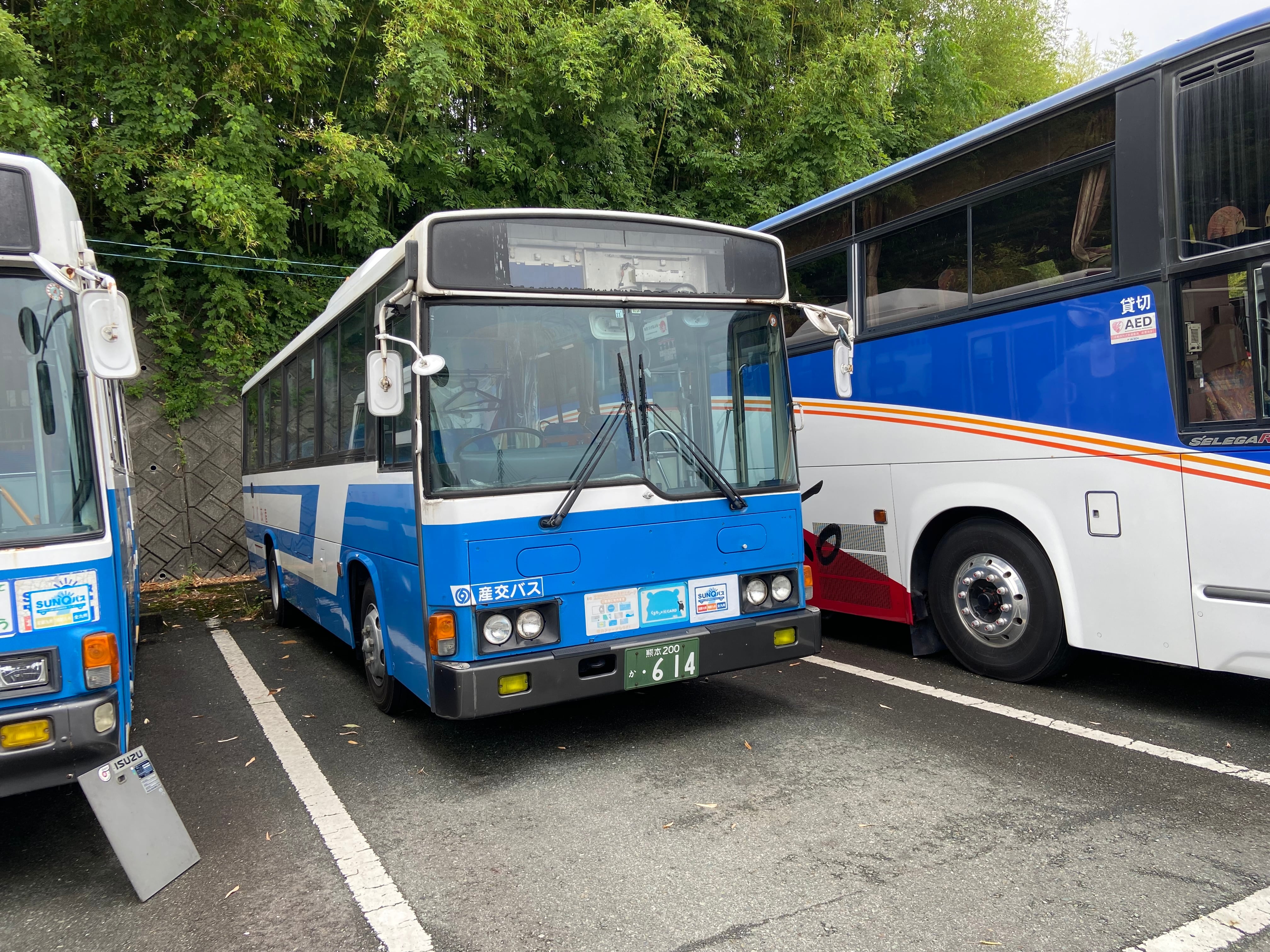 レトロ調の危険案内プレート：熊本200か614号車（産交バス/玉名営業所