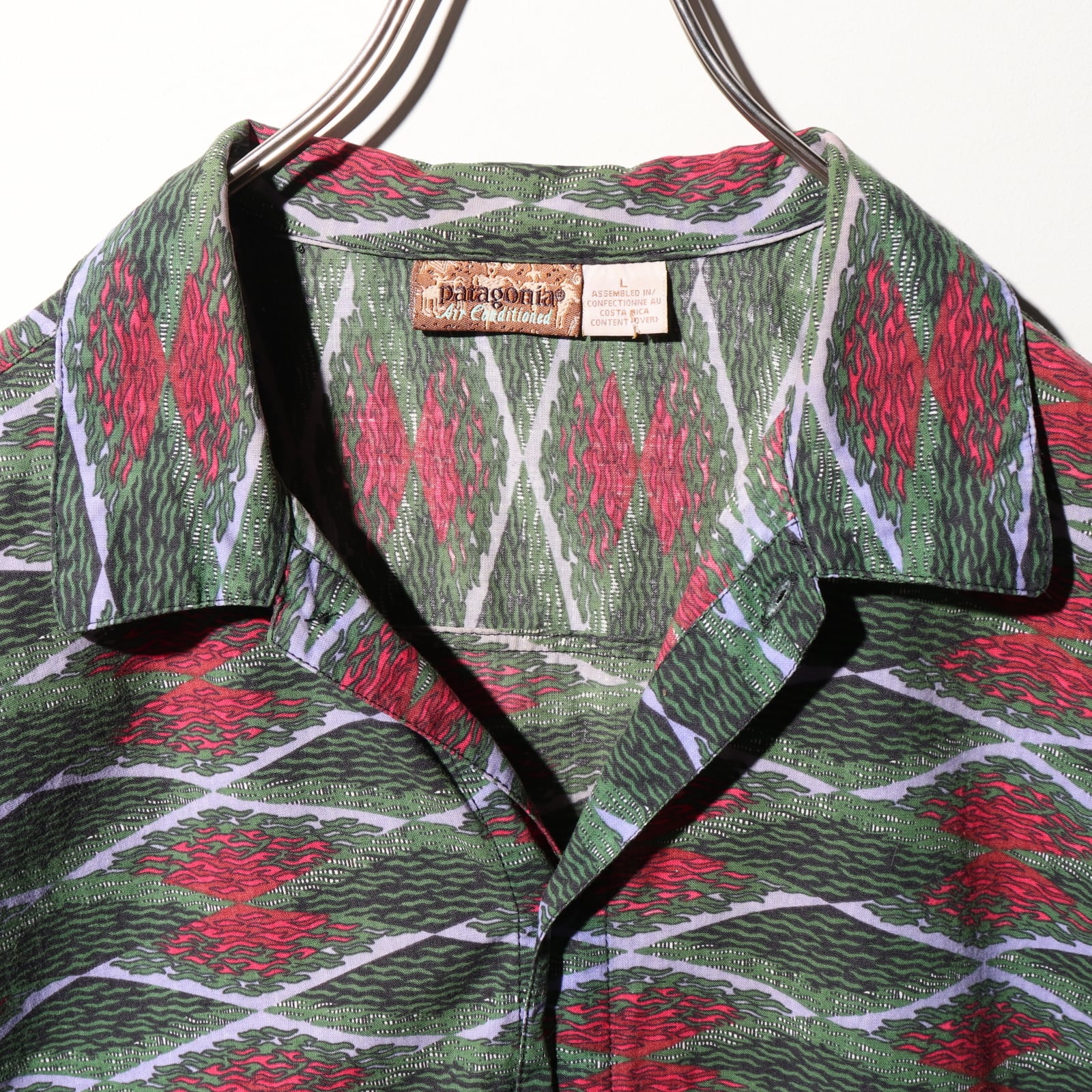 美品 L 93年 ACシャツ パタゴニア patagonia アロハ 緑 総柄 パタロハ