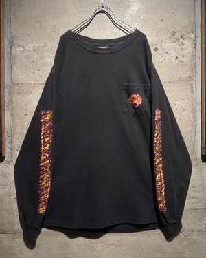 【Caka】00's “Harley-Davidson” Flame Logo Print Loose L/S T-Shirt