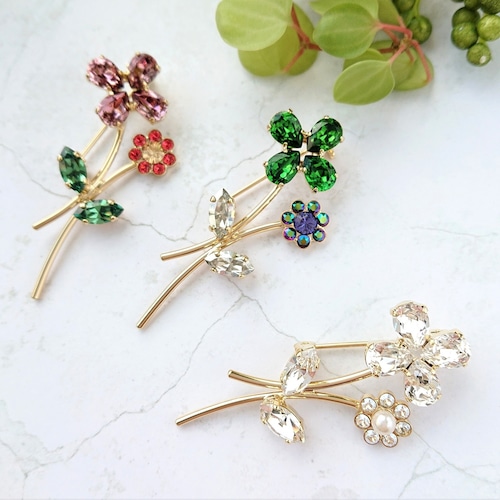 bijou clover brooch B004