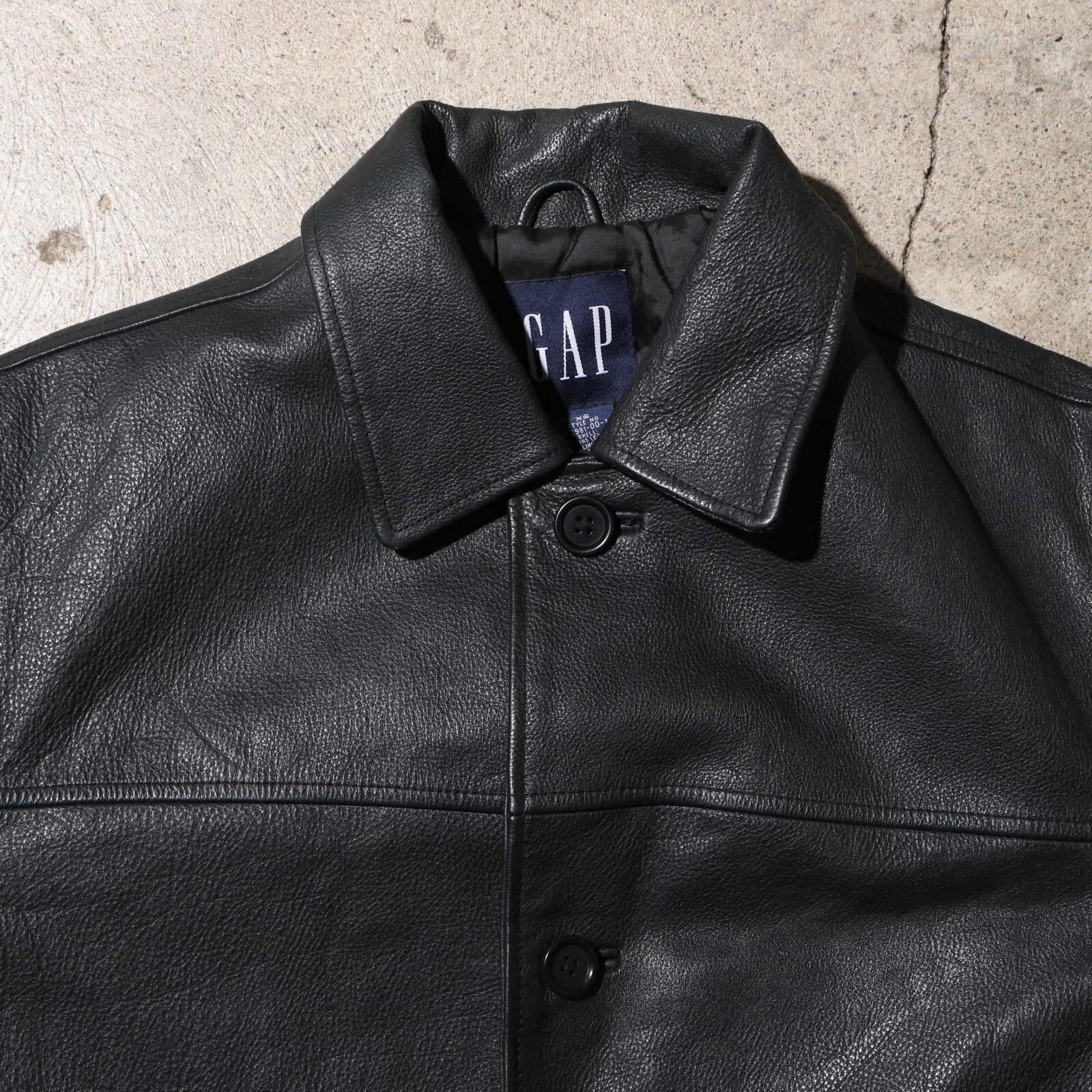 極美品 XS OLD GAP 90s レザーカーコート オールドギャップ 黒  