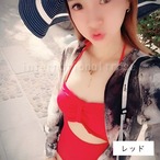 レディース水着 ワンピース水着 バンドゥ スカラップ 大人 セクシー ブルー レッド 無地 体型カバー オールインワン モノキニ ハイウエスト シンプル シック w758