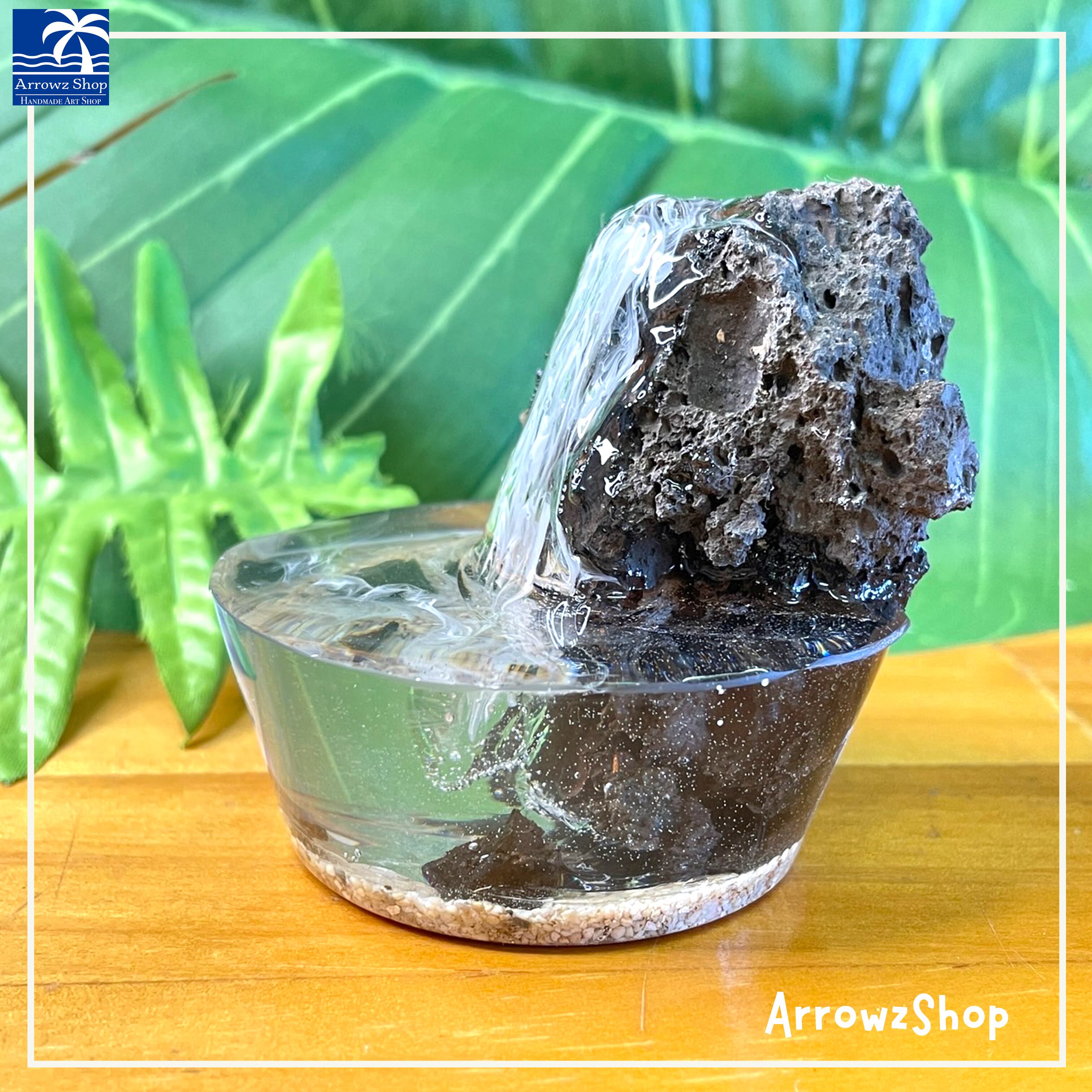 rm13】レジンアート 滝 滝壺 溶岩石 苔テラリウム テラリウム