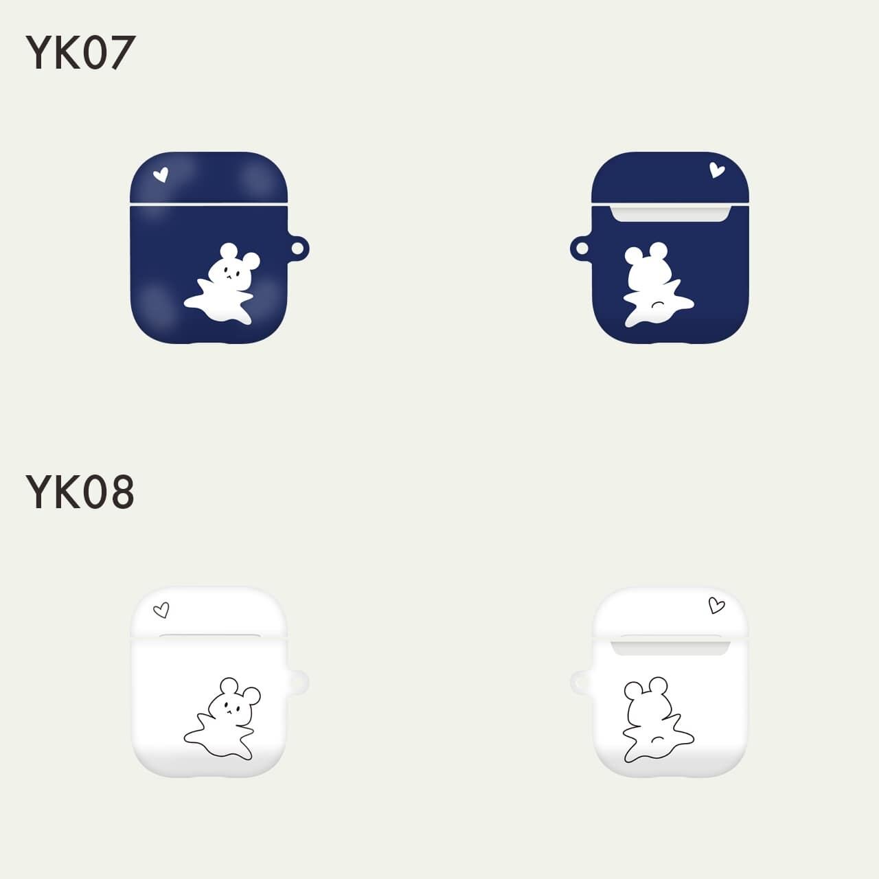 韓国 AirPodsケース [YK_goods] 可愛い くま キャラクター デザイナーズ エアーポッズ 第1・2世代用 カバー 幽霊 GHOST  ハート ピンク (YK04) | 韓国スマホケース専門店『korean case』
