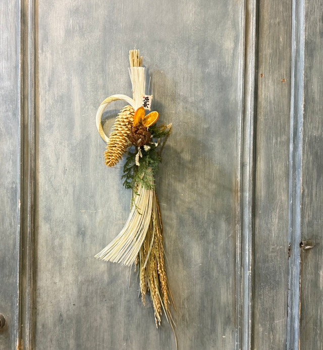 お正月飾りしめ縄ドライフラワーc