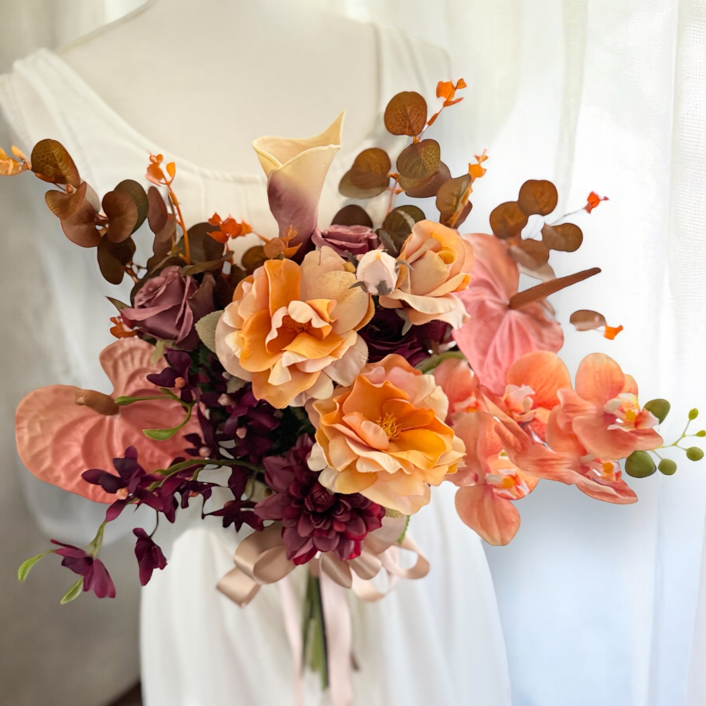 テラコッタカラー♡オレンジ系♡クラッチブーケ&ブートニア 【公式通販】