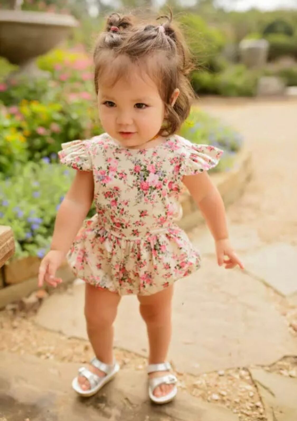 フラワーフリルロンパース》》》》》2021ss 海外子供 ベビー 女の子 可愛い フリル インポート 春夏