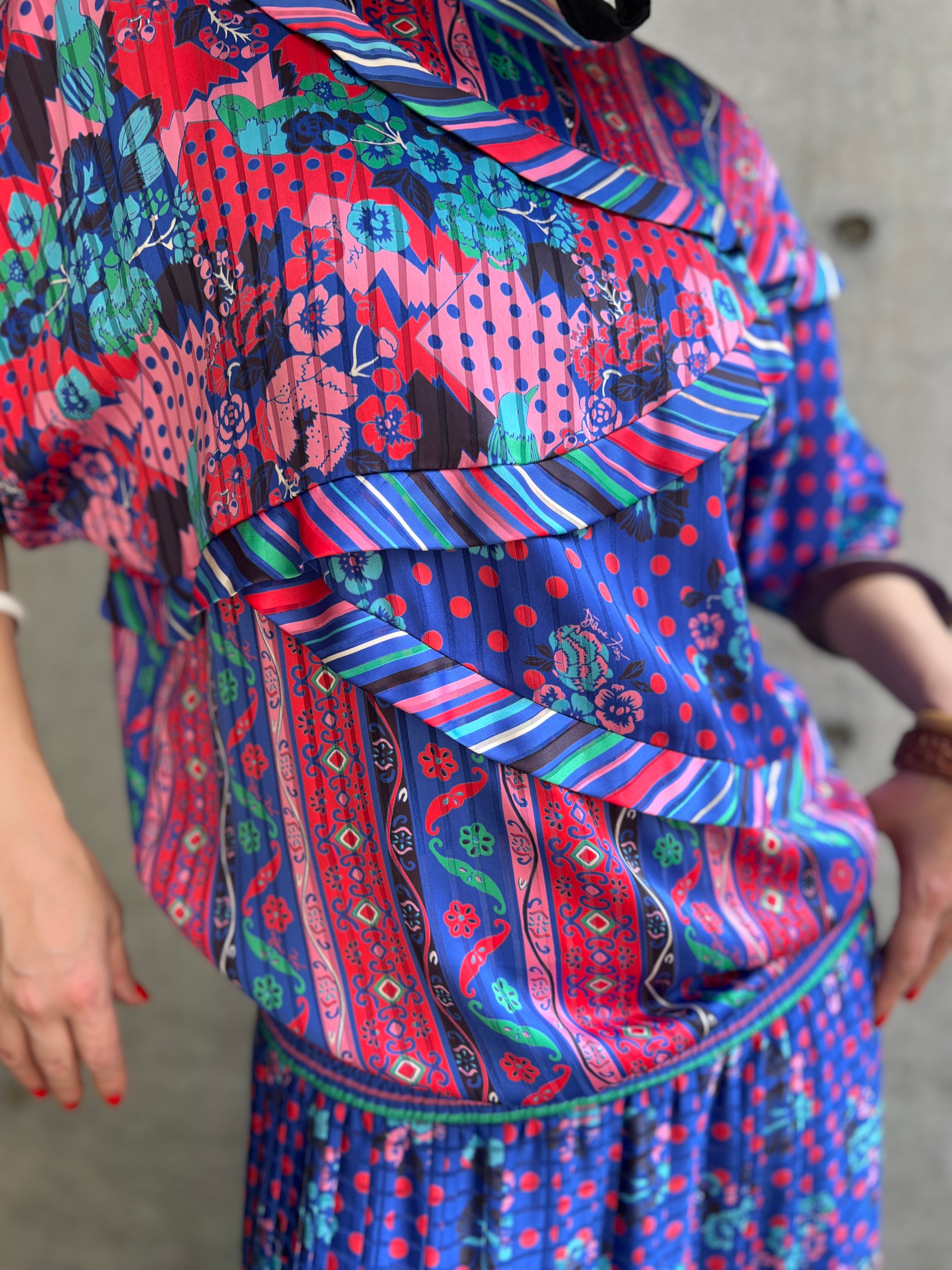 DF bird × mix print dress