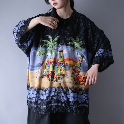 "BIG DOGS" XXX super over silhouette unique botanical pattern h/s shirt