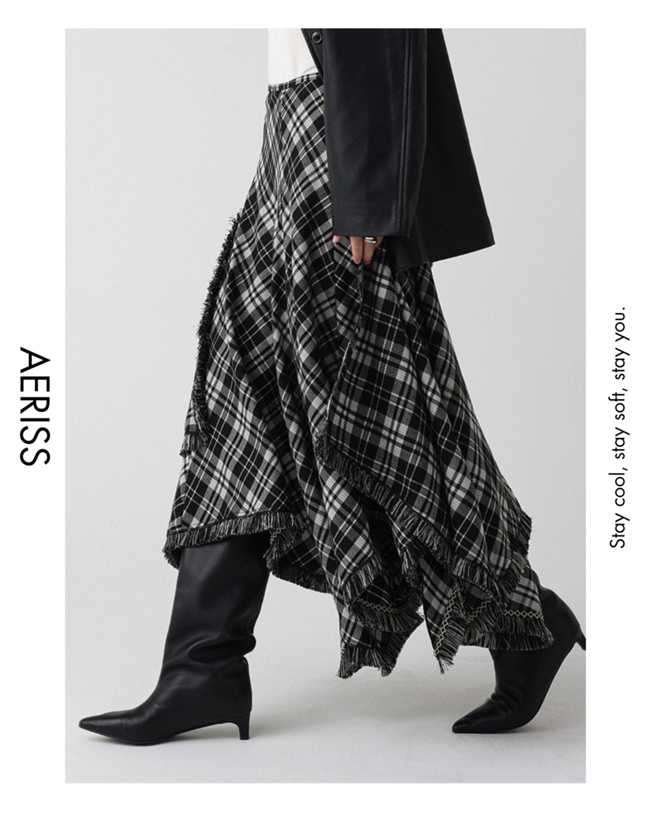 エッジフリンジ チェックAラインスカート A0733 - 1