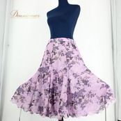 【美品 社交ダンス衣装】スカート レッスン パーティー DANCE FASHION WORLD ダンスファッションワールド 紫 パープル 花柄
