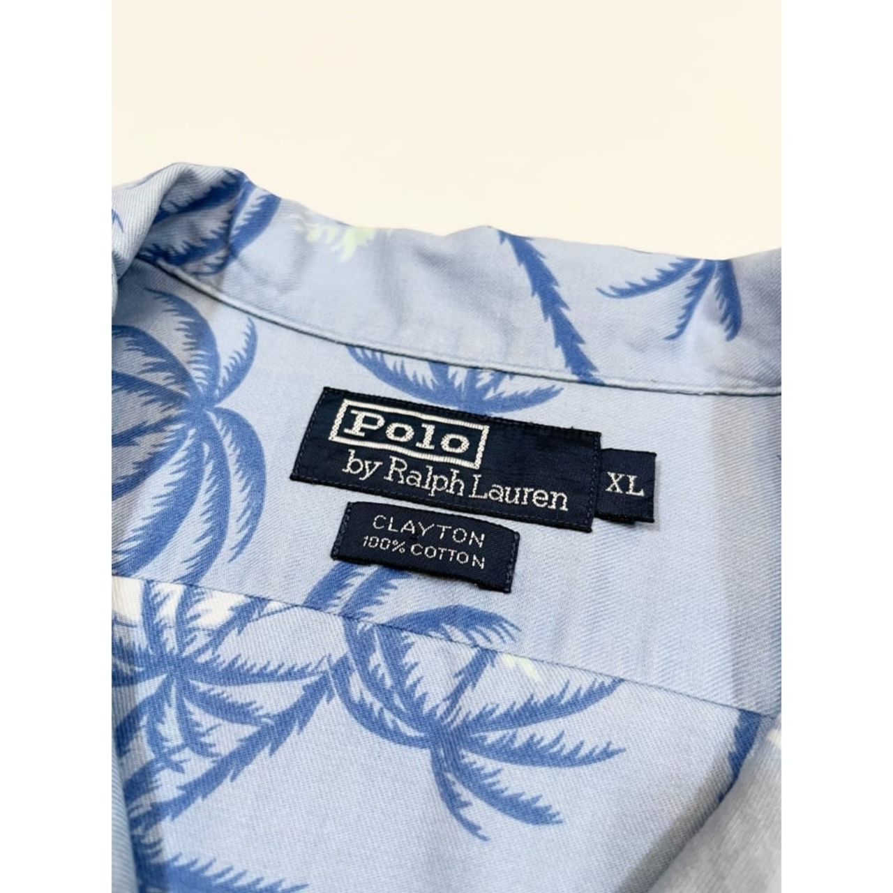 90s Ralph Lauren "CLAYTON" S/S OPEN COLLAR SHIRT Size XL