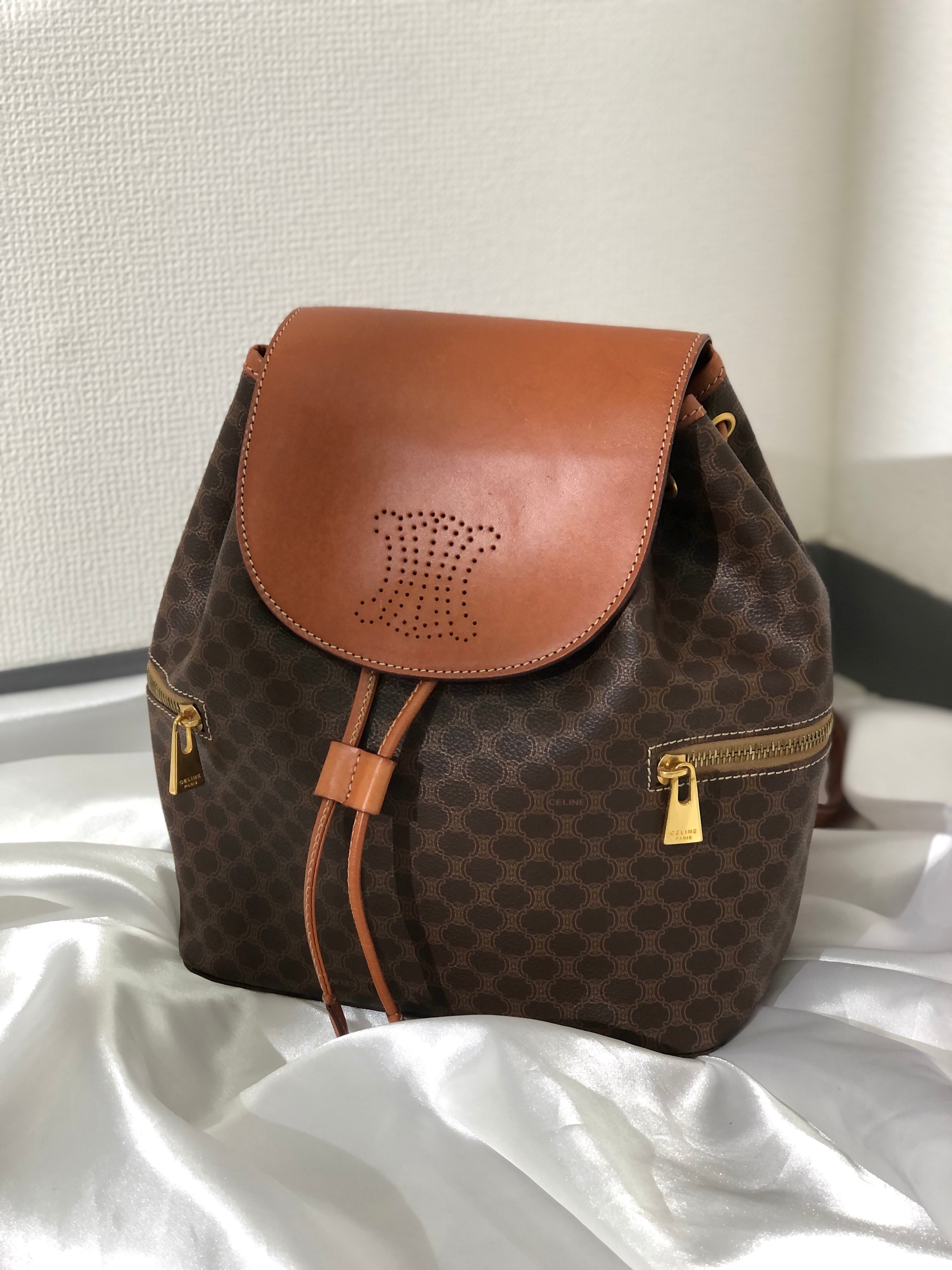 CELINE セリーヌ　マカダム　トリオンフ　パンチング　バックパック　リュック　ブラウン　vintage　ヴィンテージ　オールドセリーヌ　 b6pzvj   VintageShop solo powered by BASE